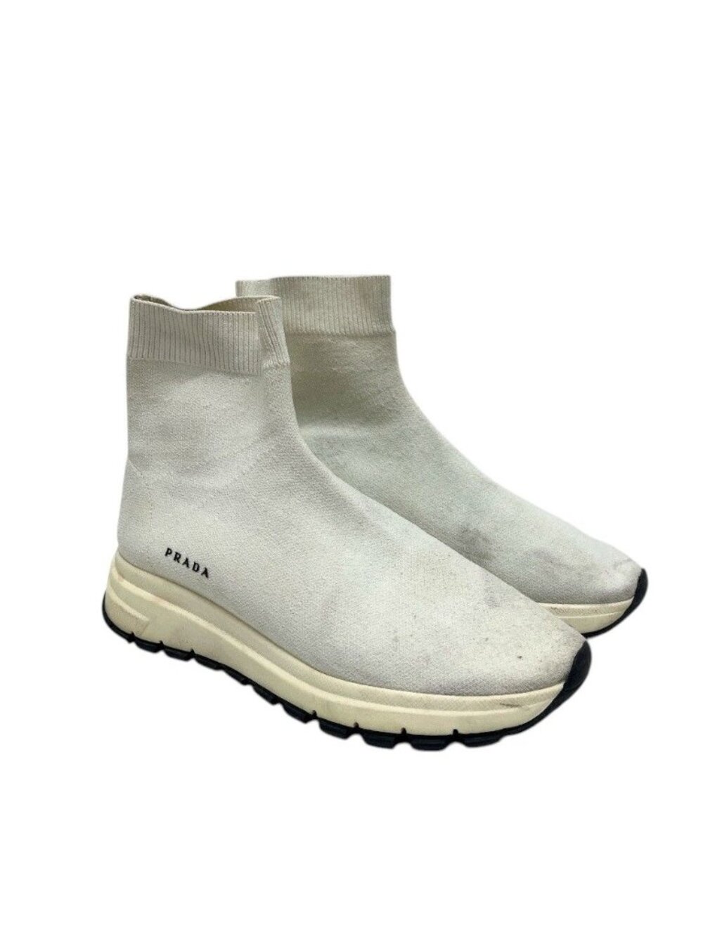 Prada Sneakers Logo High Cut Polyester White
